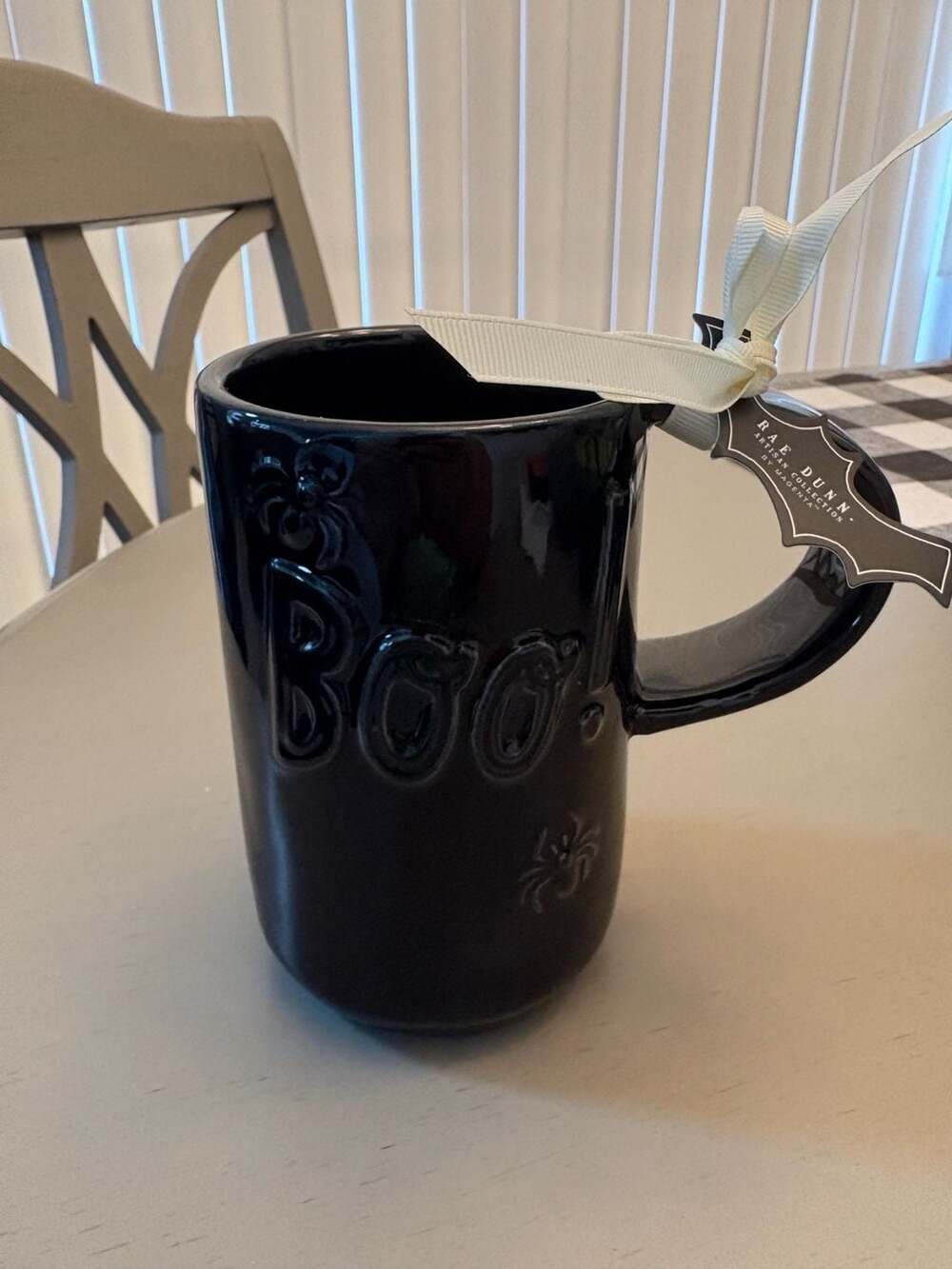 Rae Dunn Black 'BOO!' Halloween Mug with Spider Detail